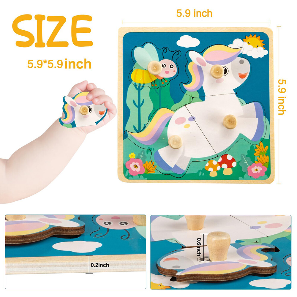 4 Pcs Wooden Toddler Puzzles Puzzles Gifts Toys Kid Learning Educational Toys