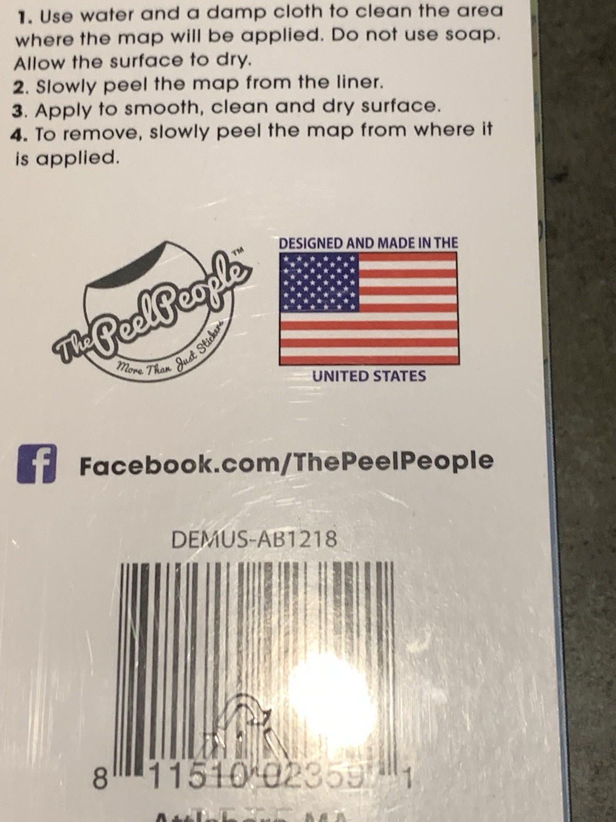 New The Peel People USA Dry Erase Peel And Stick Map 12” x 18”