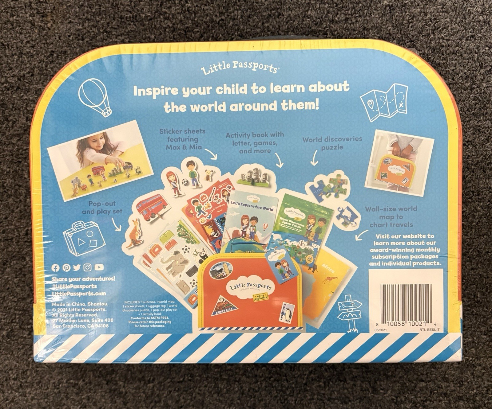 Little Passports Global Adventure Suitcase Stickers Game Early Explorers Kit Box