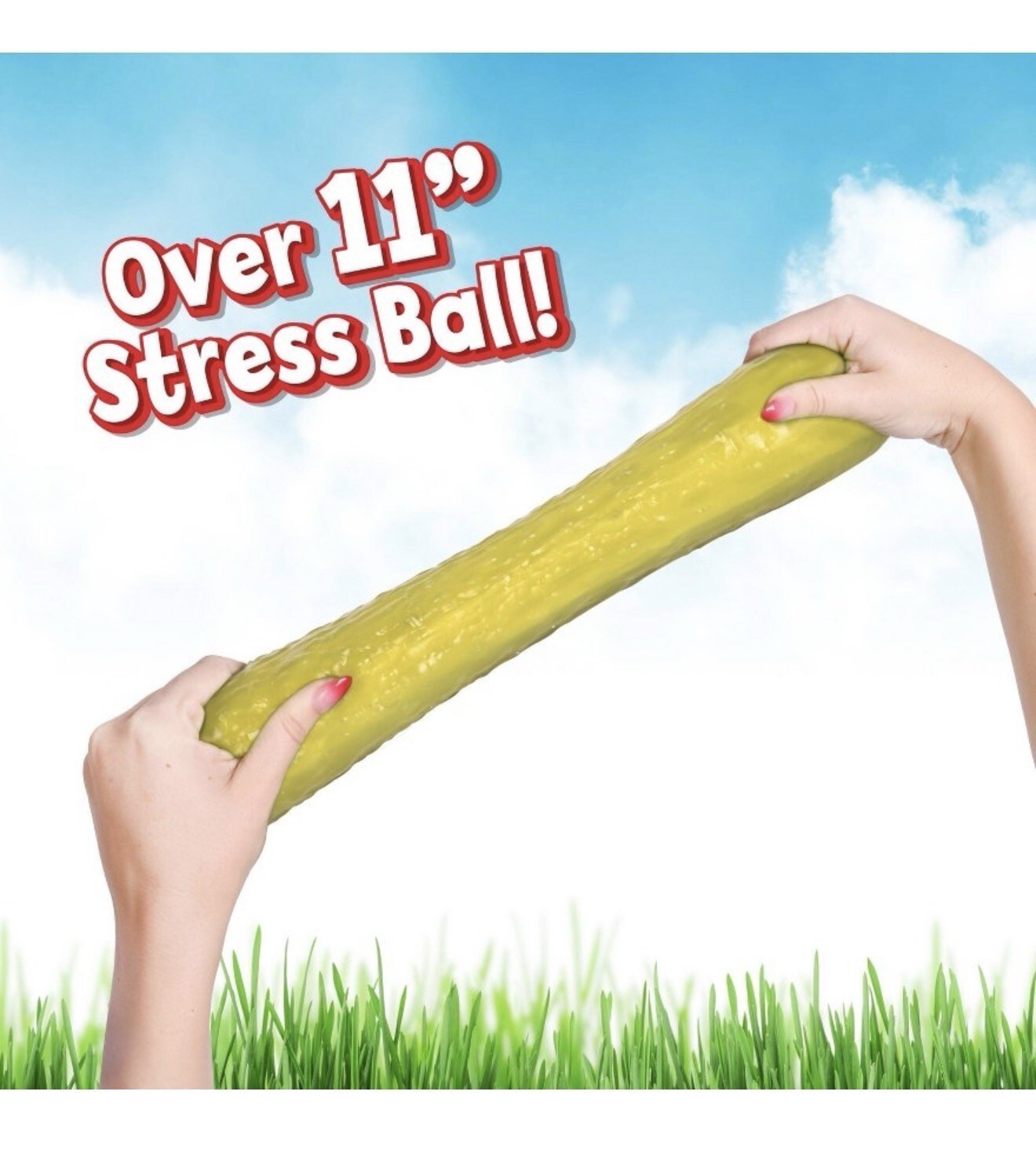 Sunny Days Squeezy Pickle – 5″ Squishy Stress Toy, Sensory Fidget, In Hand