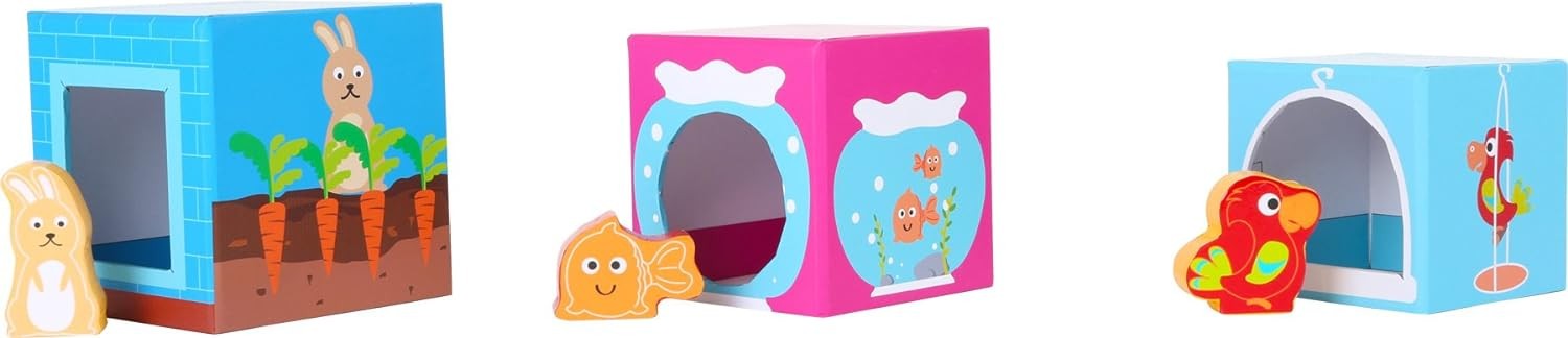 Small Foot 10044 Colourful Stacking Cubes made of cardboard, motor activity w/ 6