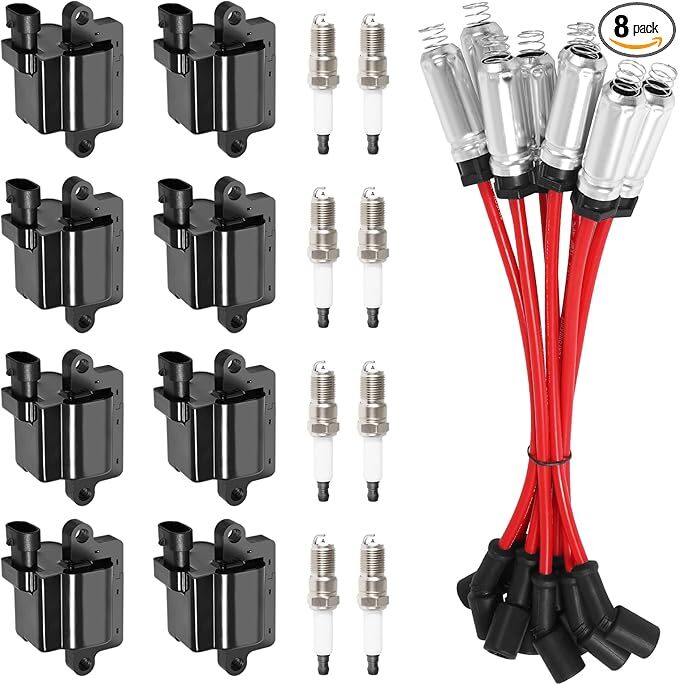 8Pcs UF271 Square Ignition Coils with 41-962 Platinum Spark Plugs & 748UU 8mm