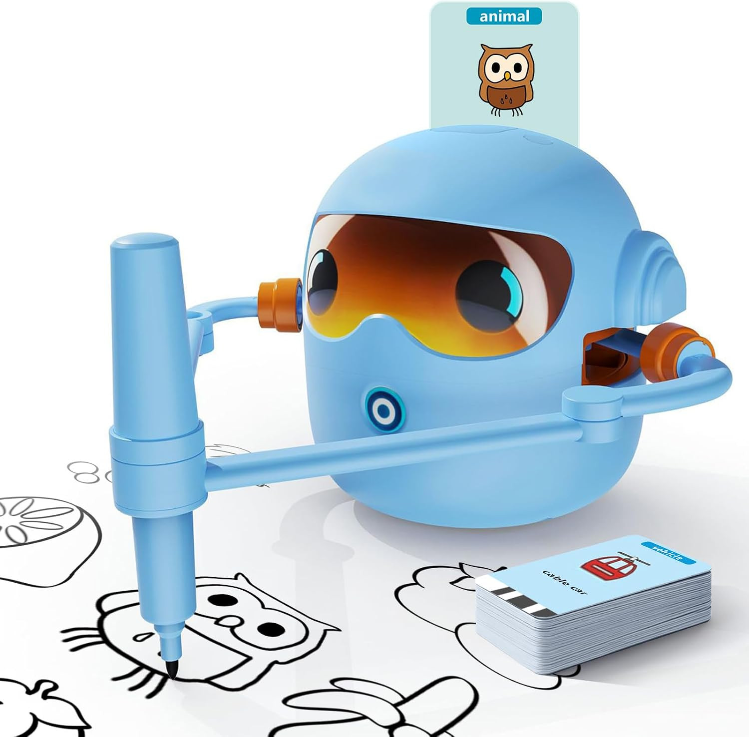 Drawing Robot for Kids | 100 Design Templates, 12 Color Pens, Voice-Guided Play,