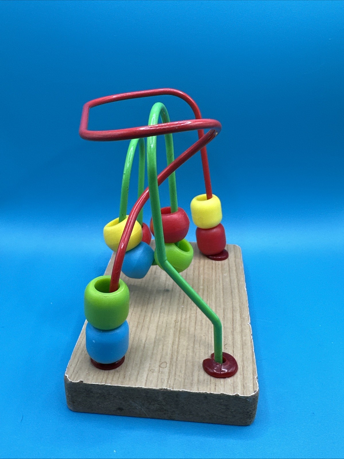 Wooden Bead Maze Small 4.5 x 2.5 x 4.5” Fine Motor Sensory Activity Toy Colorful