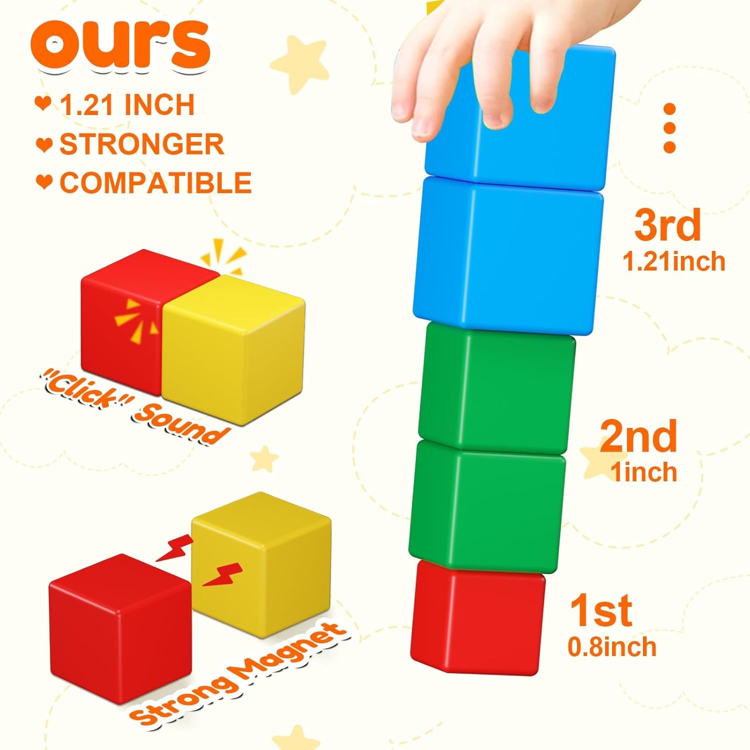Magnetic Blocks,32PCS Magnetic Building Blocks for Toddlers Age 3-5 Magnet Cubes
