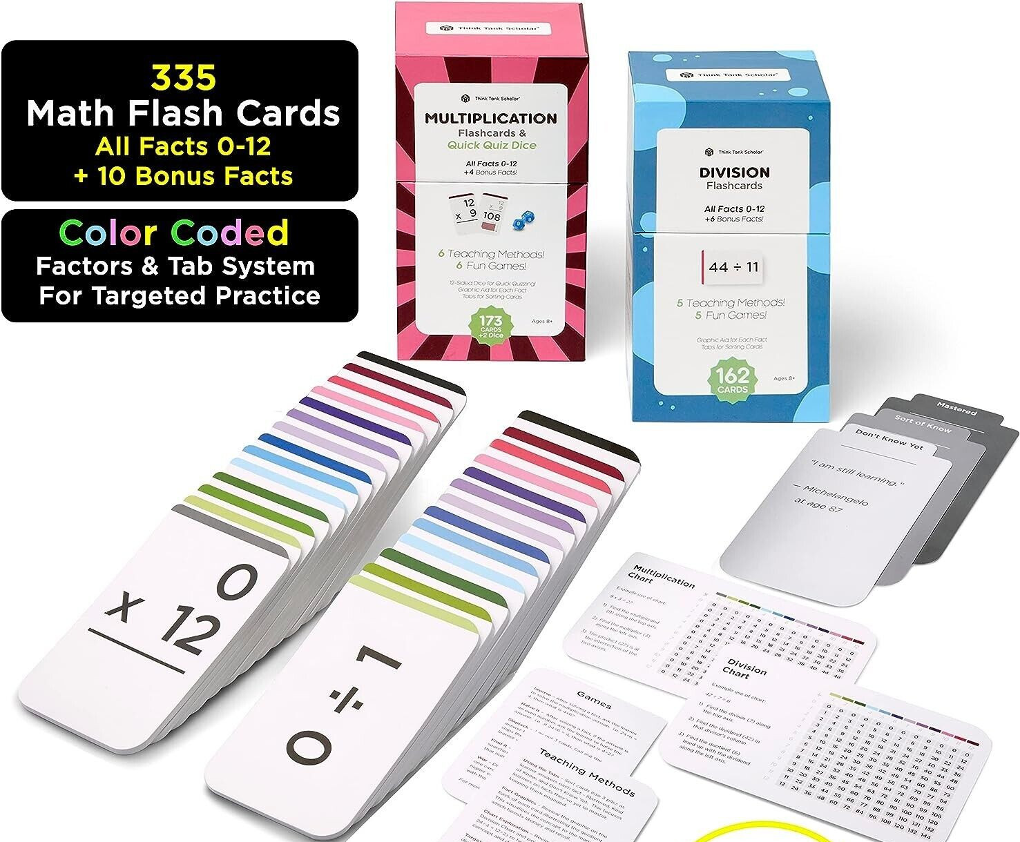 Bundle Think Tank Scholar Multiplication / Division Flash Cards 335 Cards
