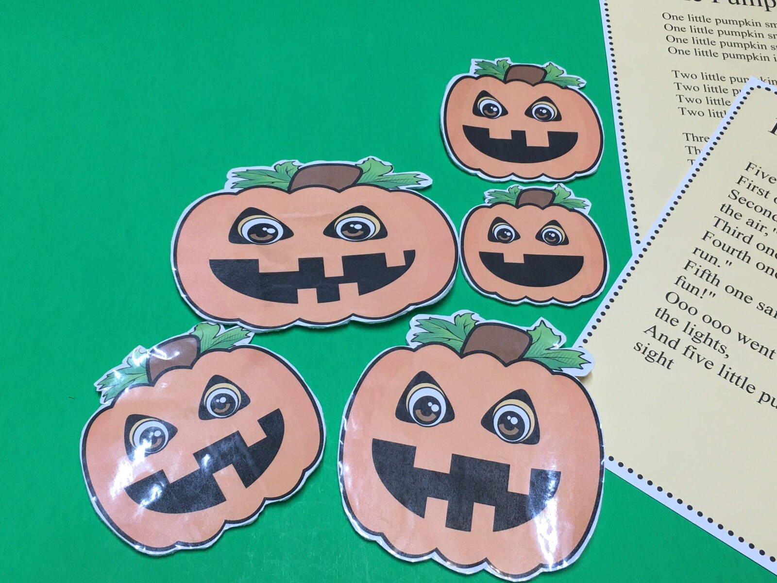 Five Little Pumpkins Face Flannel / Felt Board Figures Set Halloween