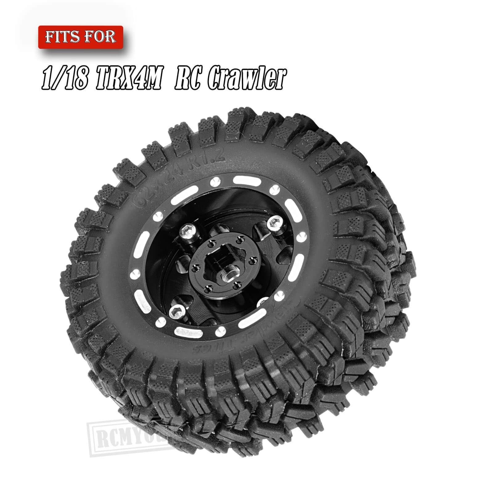 RC 1.2 Tires & 1.2 Beadlock Wheels Adjustable 4 Offsets Rims for 1/18 TRX4M R…