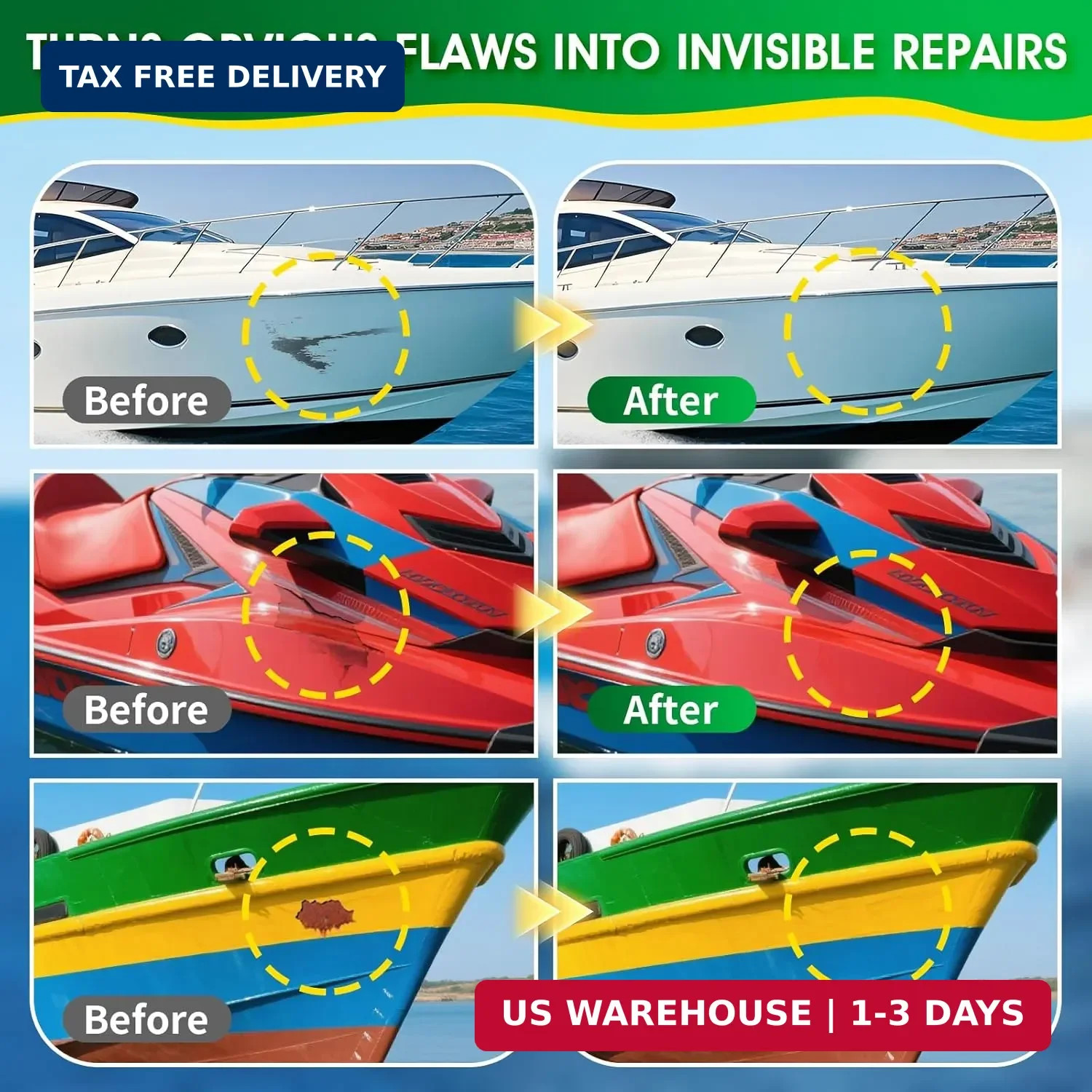 Marine Fiberglass Repair Kit, 4.2 oz Gel Coat Repair Kit for Boats, Fiberglass R