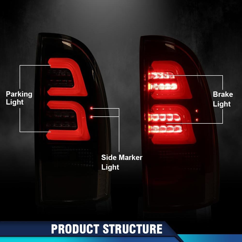 PIT66 LED Tail Lights Toyota Tacoma 2005-2015 Clear Black