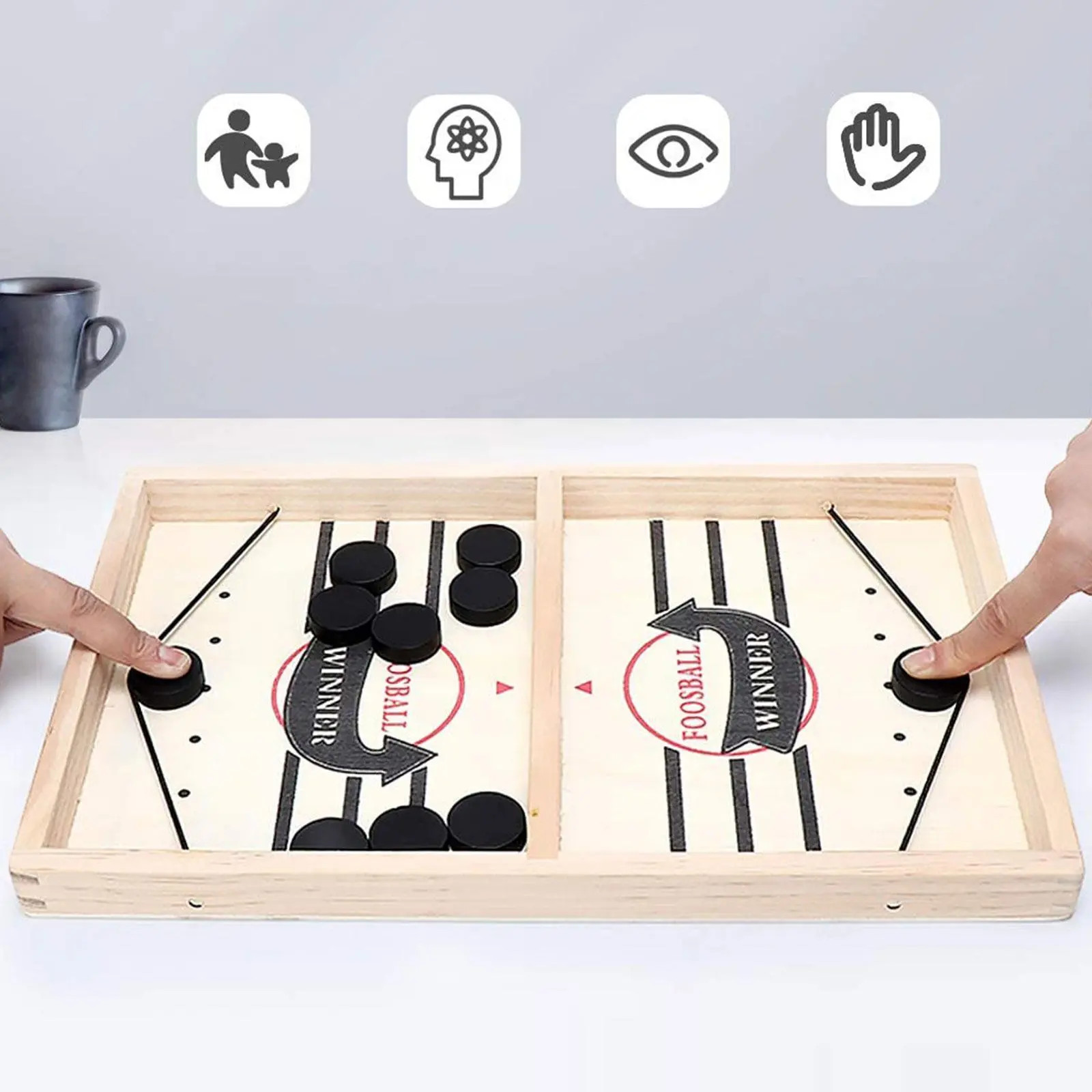 Wooden Fast Sling Puck Game Paced Table Winner Board Games For Parent-Child Toys
