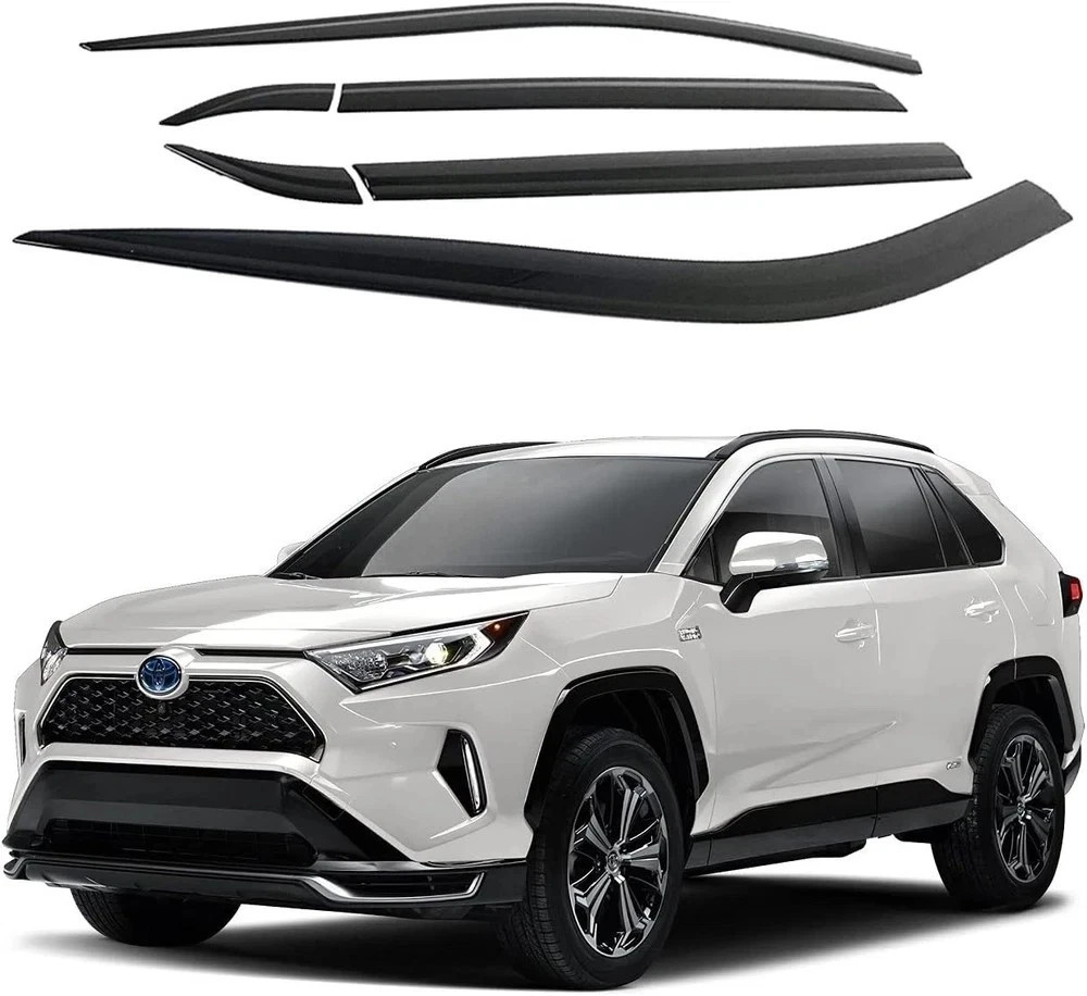 AUTOCLOVER Tape-On Rain Guards Window Visors 6 Pcs Set for Toyota Rav4 2019 2020