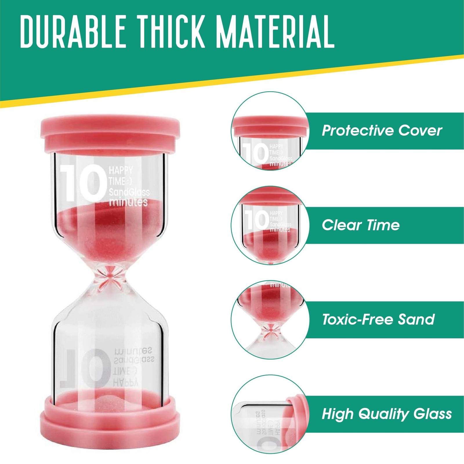 Sand Timer for Kids 4 Pack Colorful Hourglass 3min, 5mins, 10mins, 30mins San…