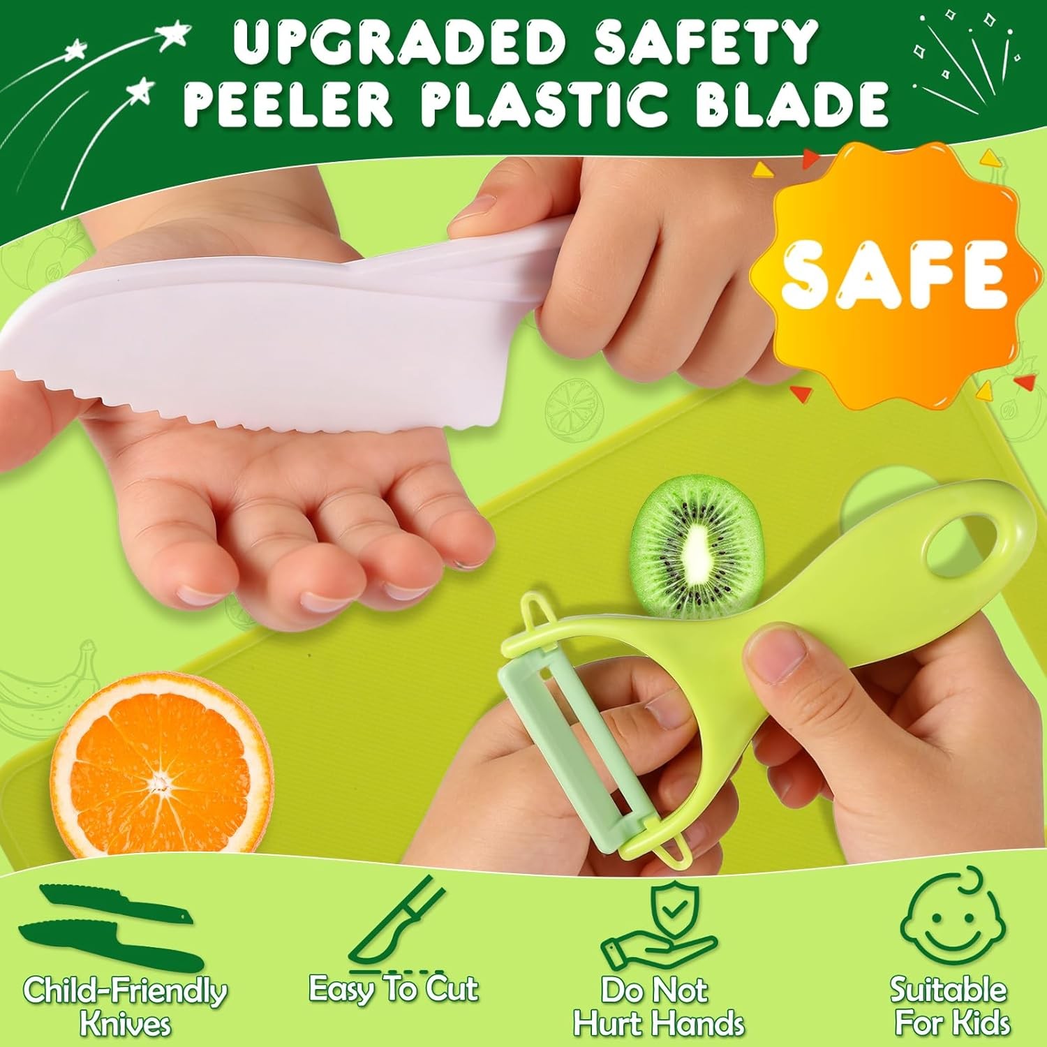 28PC Toddler Kitchen Tools Set – Kid Safe Knives Kit for Real Cooking for Age 2+