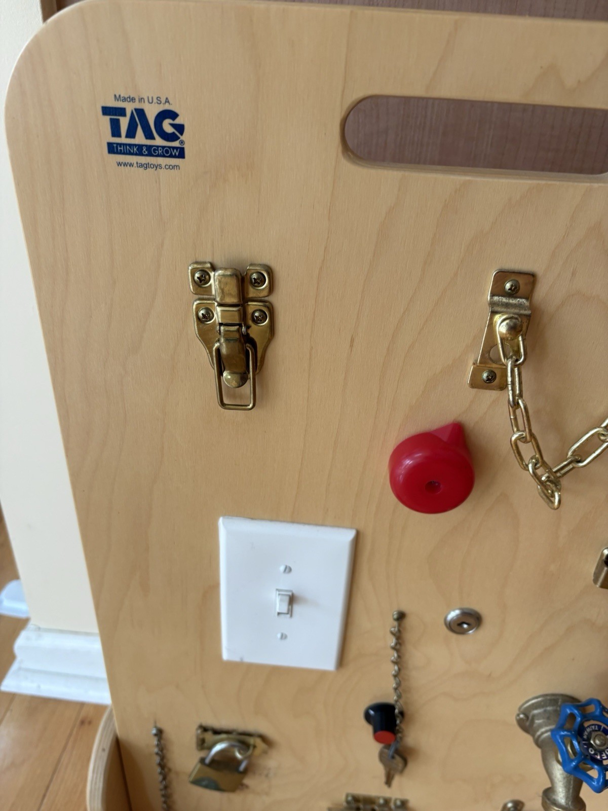 TAG Think And Grow Locks & Latches Wooden Activity Board Fine Motor Skills