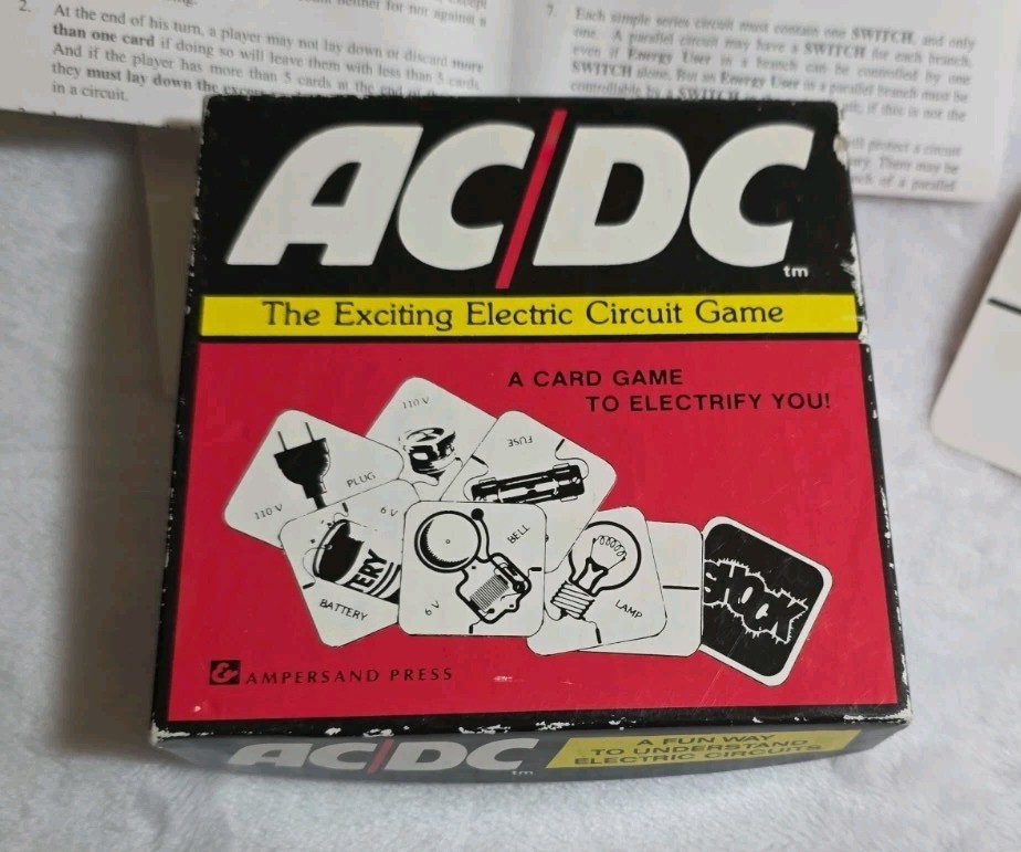 1970s Complete AC/DC The Exciting Electric Circuit Card Game AMPERSTAND PRESS