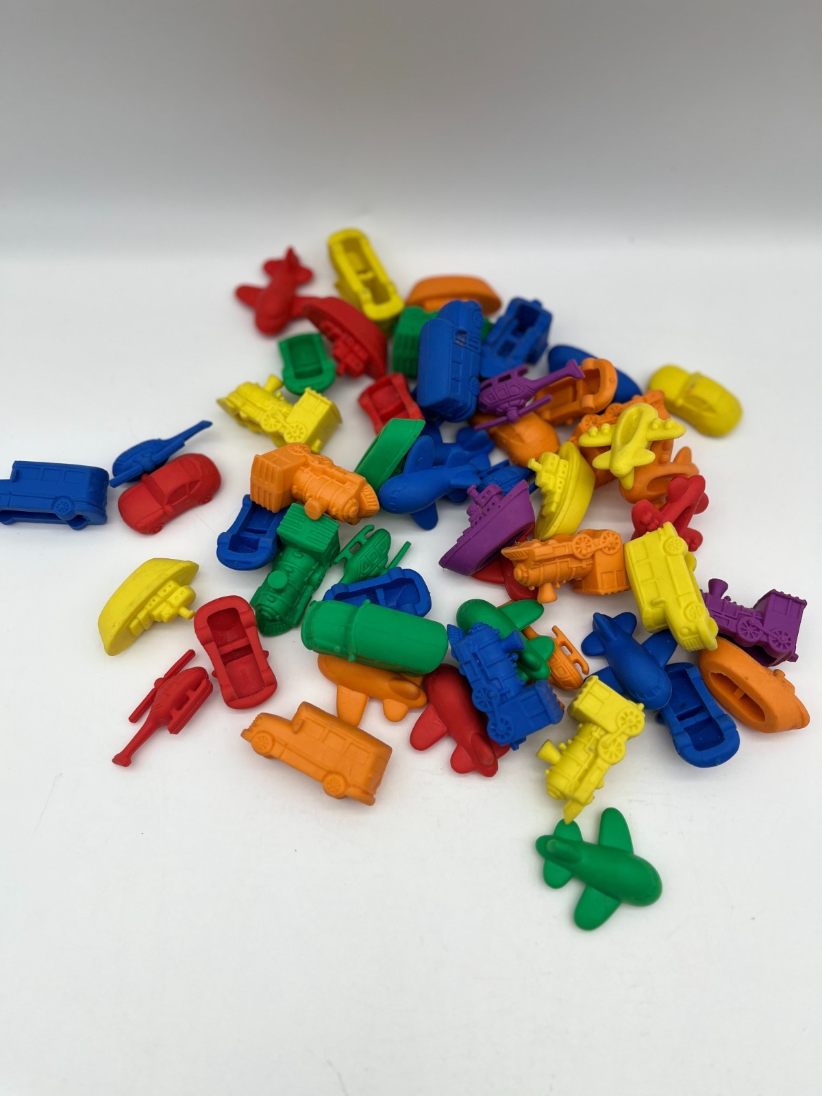 50+ Rubber Vehicle Toy Figures Lot Cars Trains Planes Helicopters Kids Toys