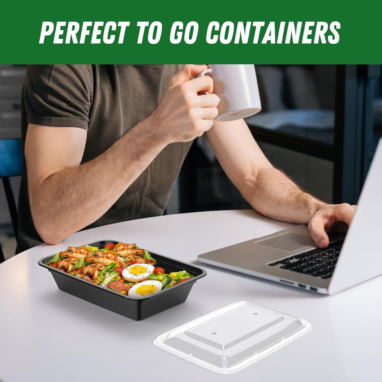 50 Pack 32 oz Meal Prep Containers Reusable , Microwave Freezer Dishwasher Safe