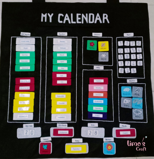 Montessori Islamic Hijri Felt Calendar Board Kids Classroom Homeschool Learning