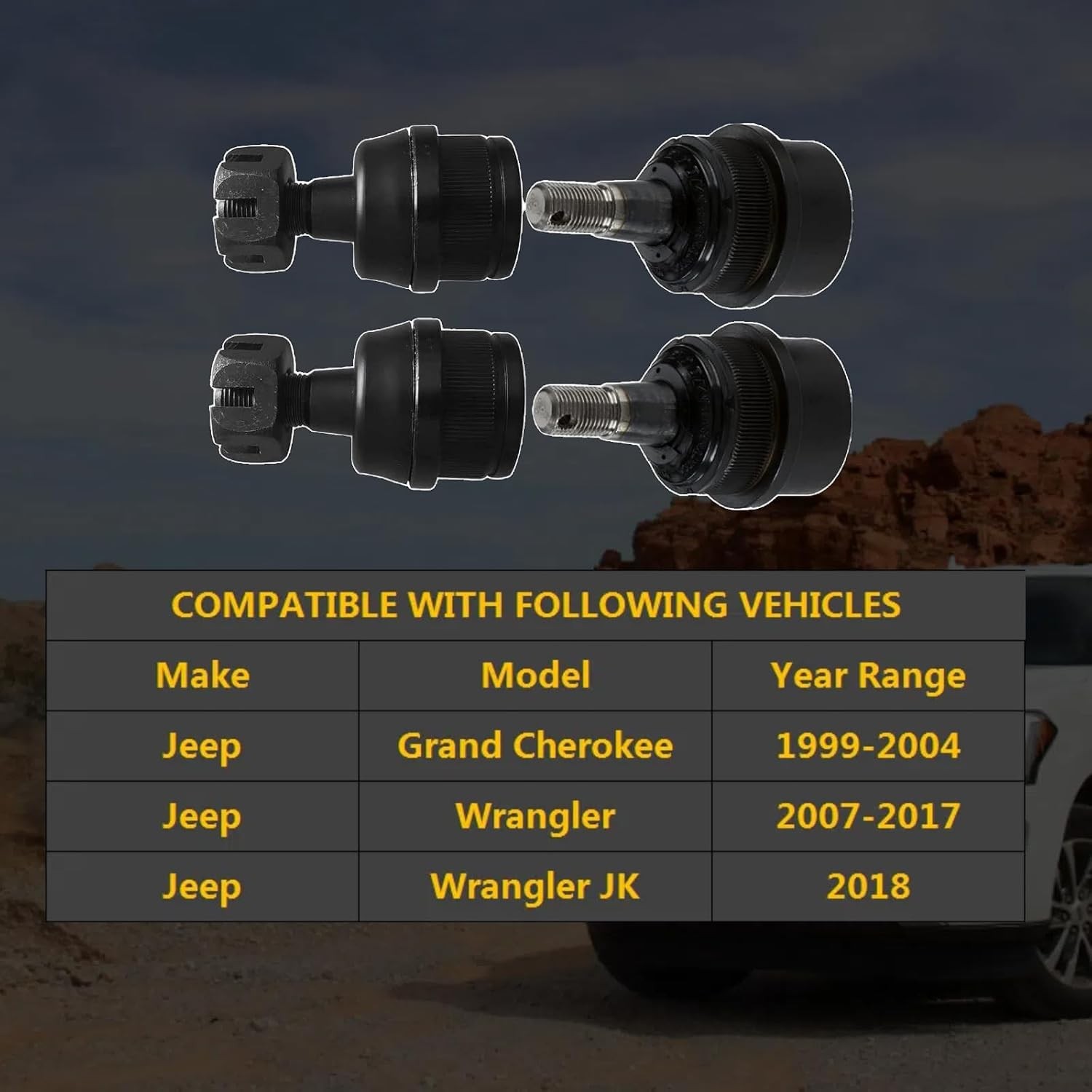 4pc Front Upper Lower Ball Joint Kit K3134 K3185 for Jeep Wrangler 2007-2017,