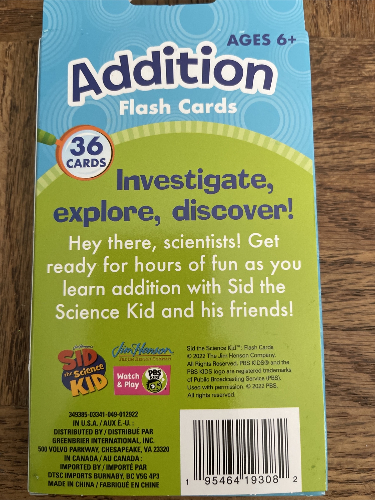Sid The Science Kid Addition Flash Cards-Brand New-SHIPS N 24 HOURS