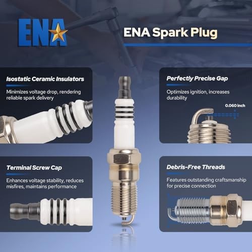 ENA Set of 6 Spark Plug with Wire Set 3.8L Compatible with Buick Chevy Pontiac