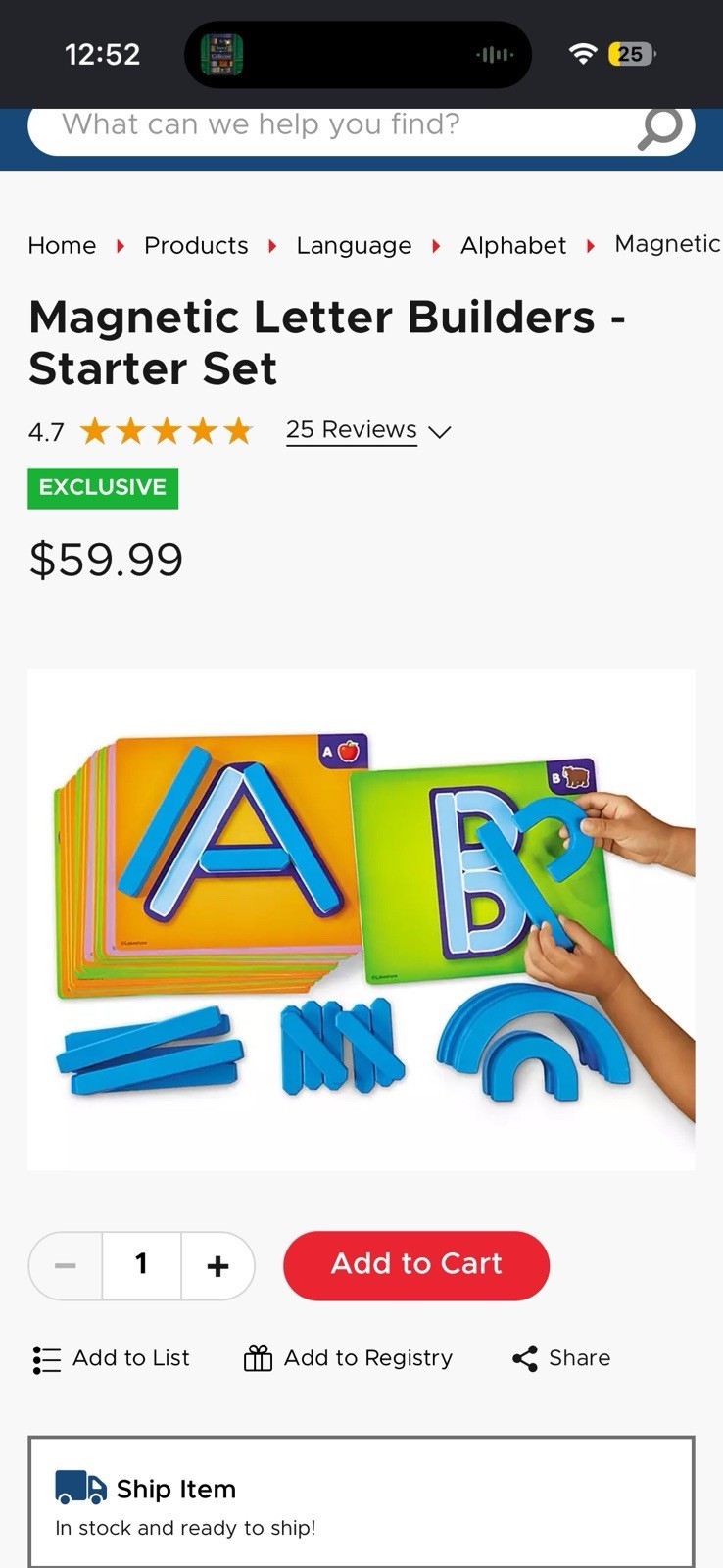 Lakeshore Magnetic Letter Builders Starter Kit