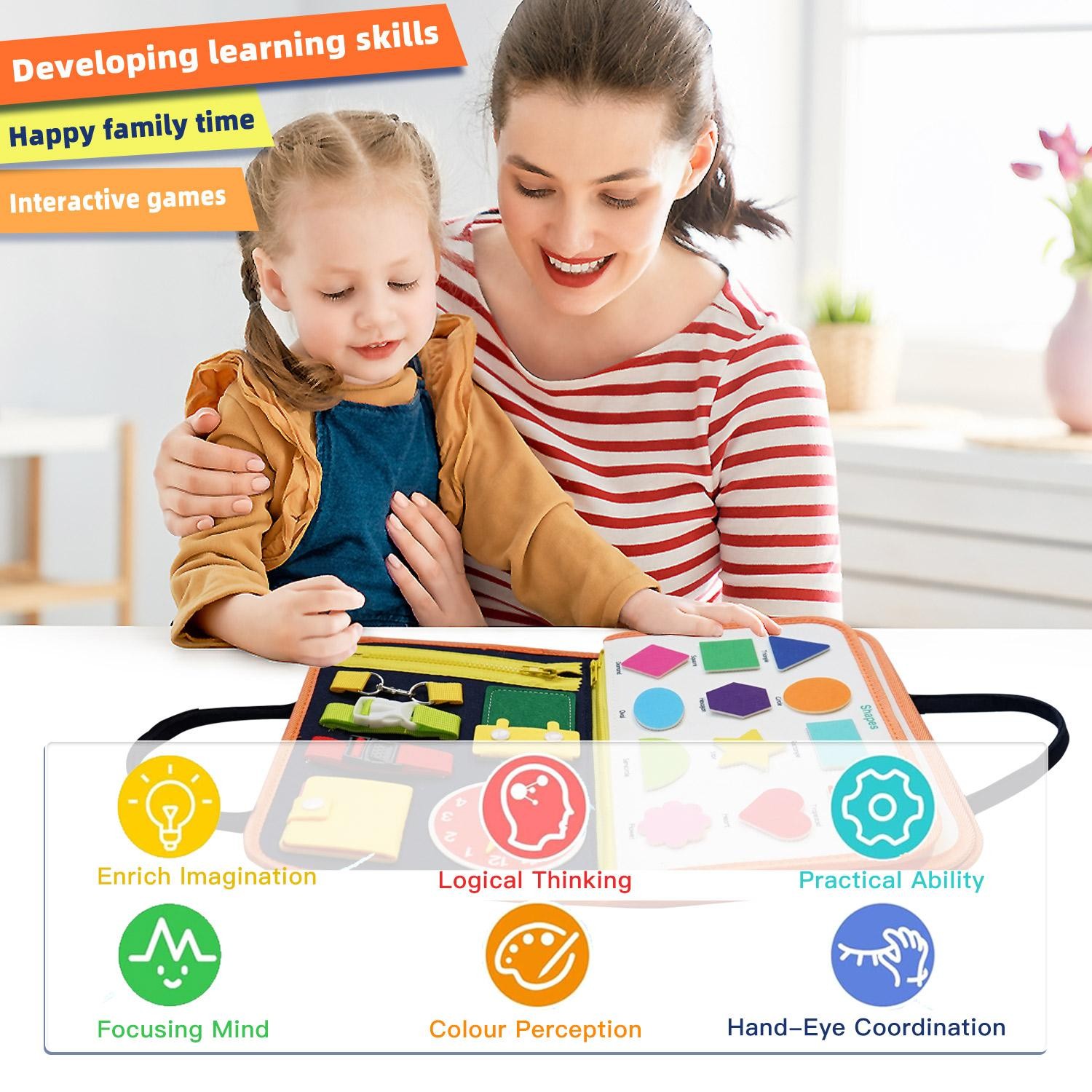 Busy Board Montessori Toy Ages 3-6 Sensory Play Fine Motor Skills Learning
