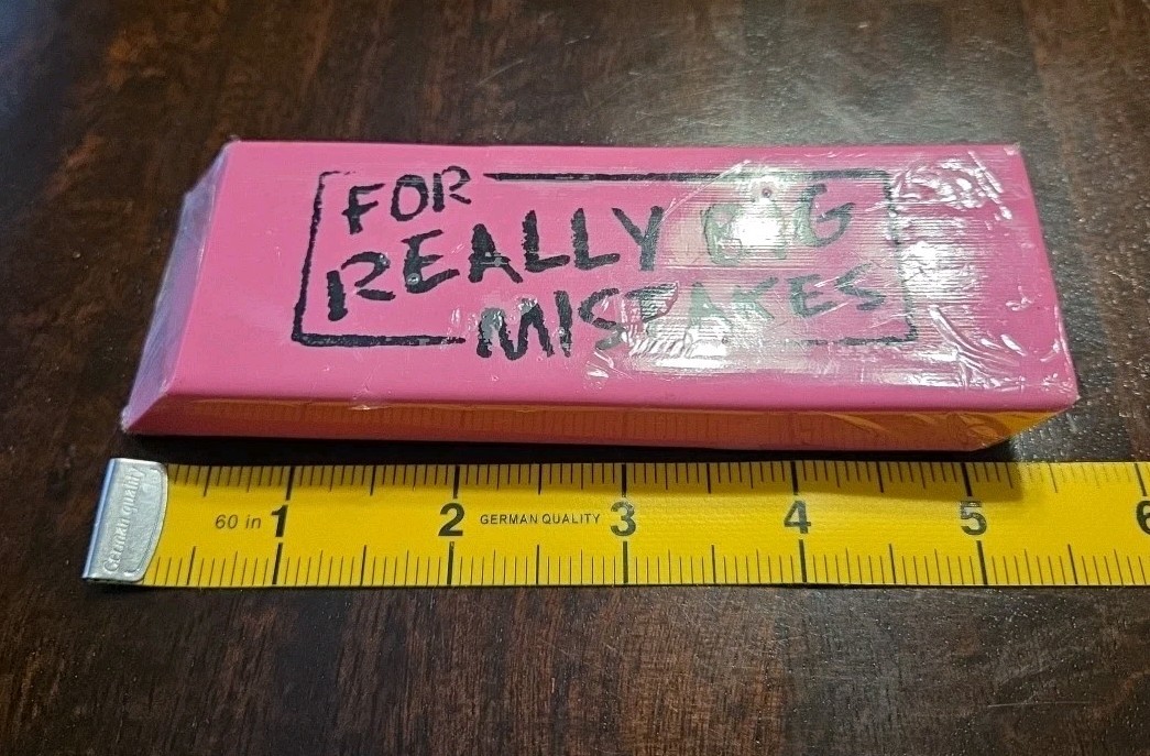 Jumbo Big “For Really Big Mistakes” Wedge Pink Eraser Xtra Large Pencil Eraser