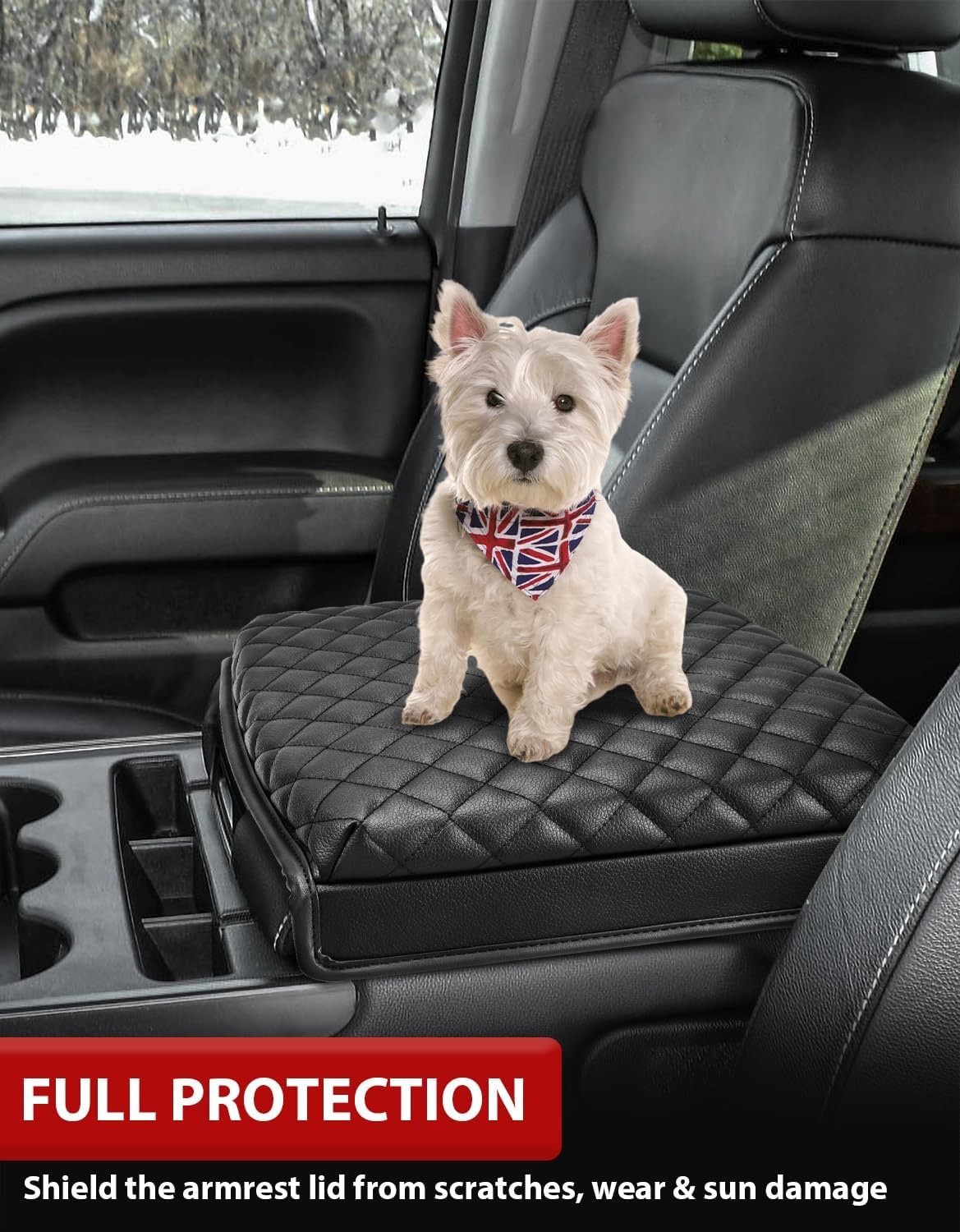 Center Console Armrest Cover for 2014-2018 GMC Sierra & Chevrolet Chevy Silve…