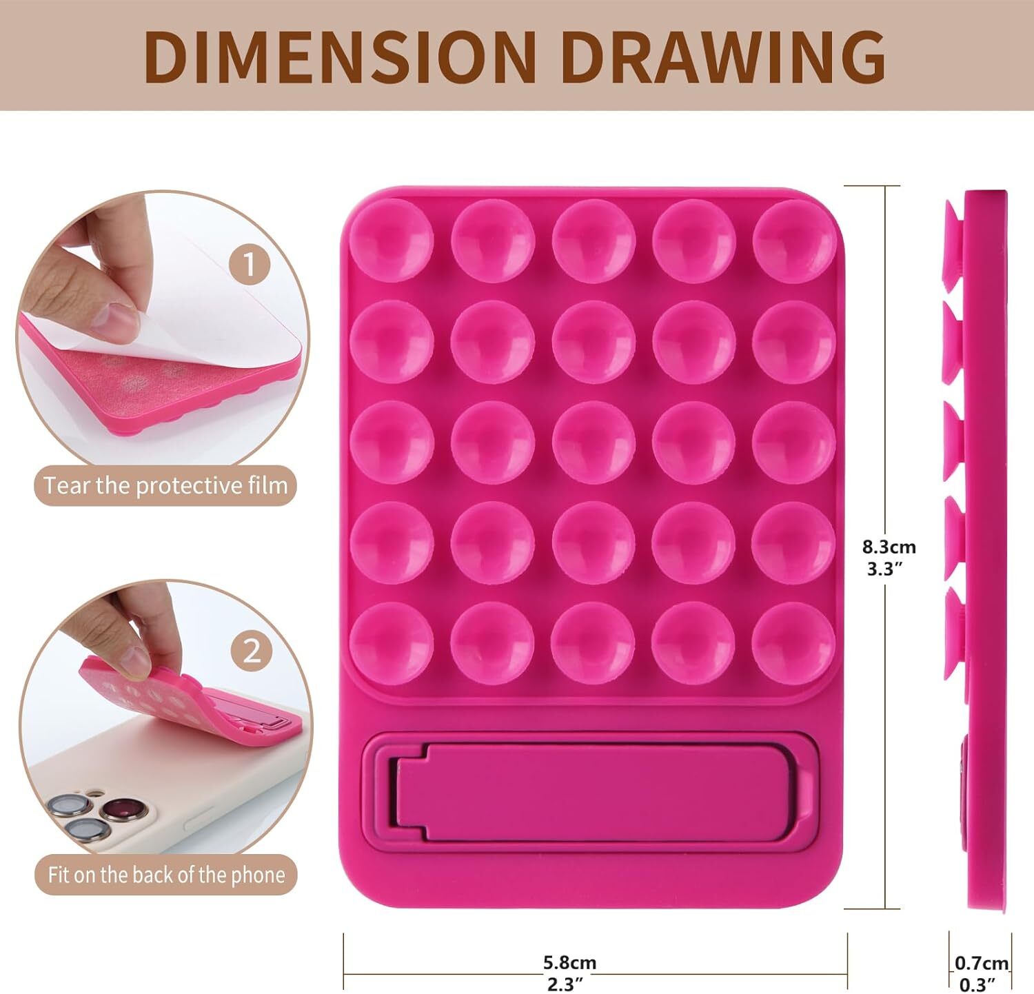 Silicone Suction Phone Case Adhesive Mount – 2 in 1 Silicone Sticky Phone Grip