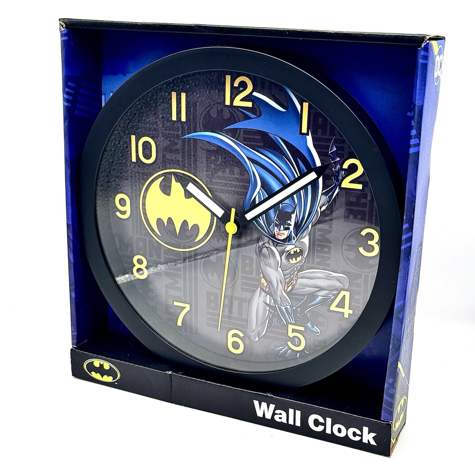 Licensed New DC BATMAN 25cm Round Wall Clock Kids Bedroom Decor Learning Time