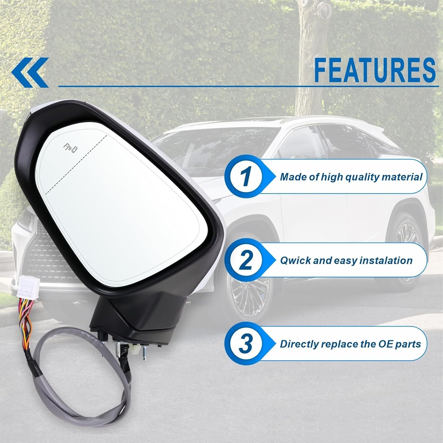 Left Driver Side Mirror Compatible With 2016-2022 Lexus RX350 RX450h 2018-2022 R