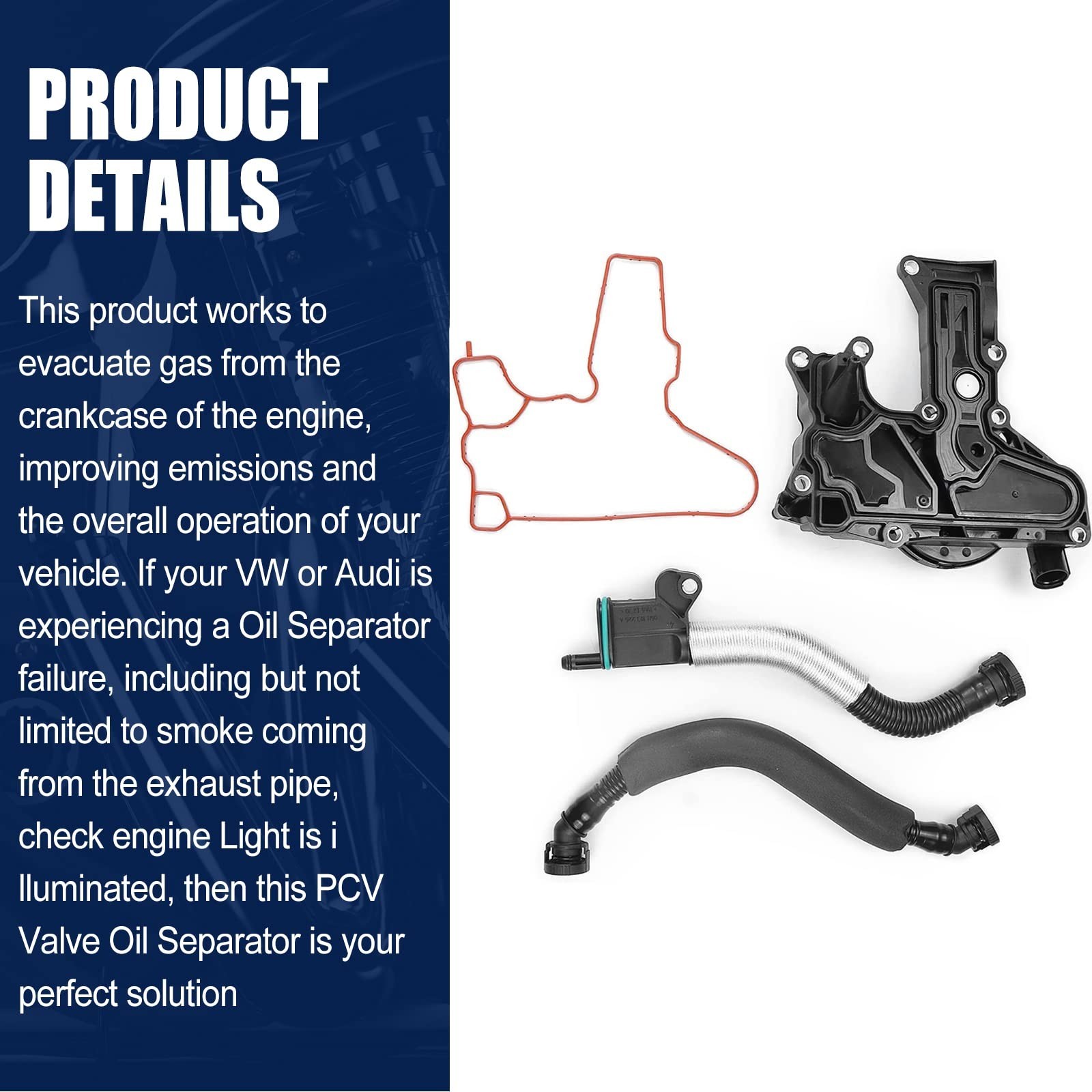PCV Crankcase Vent Valve Breather Hose Kit Oil Separator Compatible with Audi…