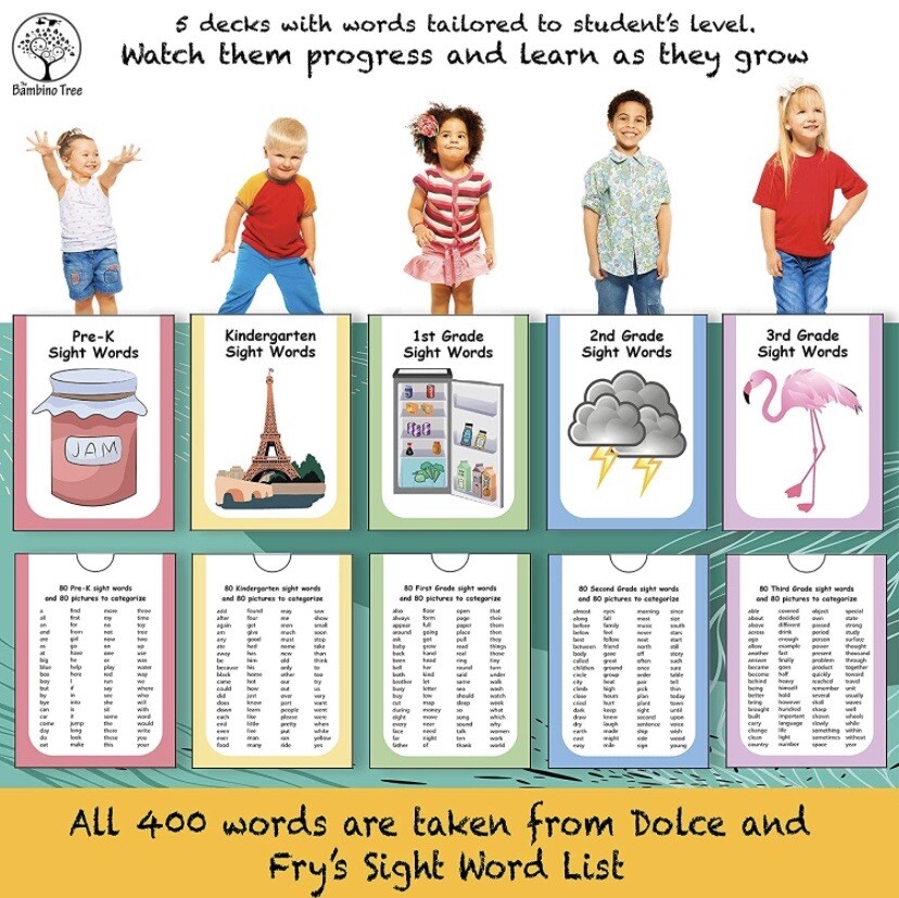 Sight Words and Vocabulary Sorting Flashcard & Board Game