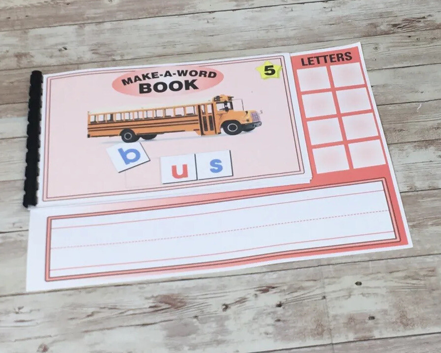 MAKE A WORD – Vowel U words – w/ letter tiles – Interactive Learning Book set