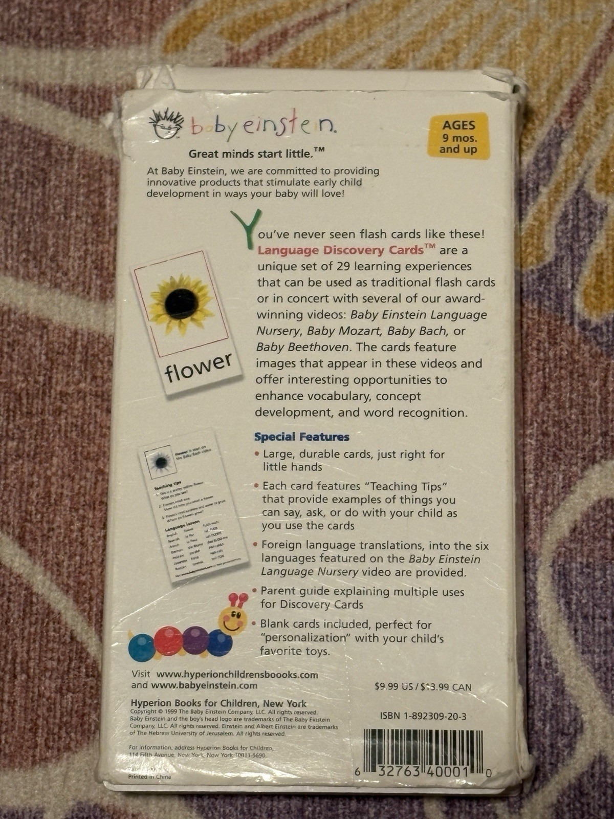 Baby Einstein Language Discovery Cards Educational Words Babies 1999 Complete