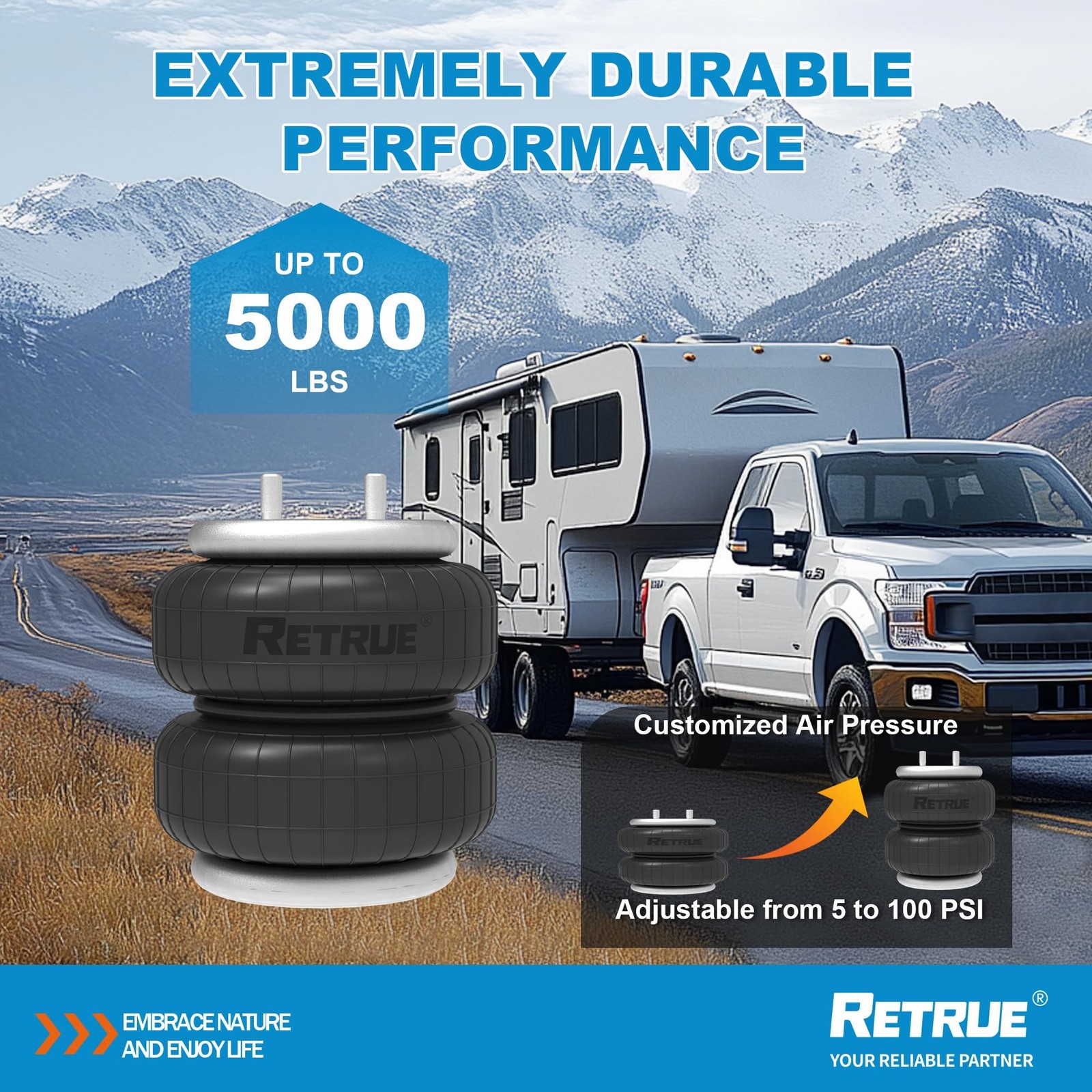 RETRUE Rear Air Bags Suspension Kit for 2009-2014 Ford F150 Truck Towing, 500…