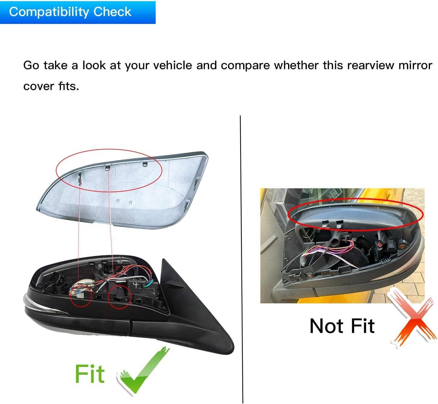 Passenger Right Side Mirror Cover Cap Compatible with Toyota Rav4 2013-2018 X…