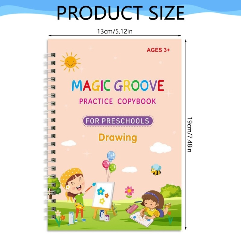 4Pcs Childrens Calligraphy Practice Workbook Magical Handwriting Practice Book