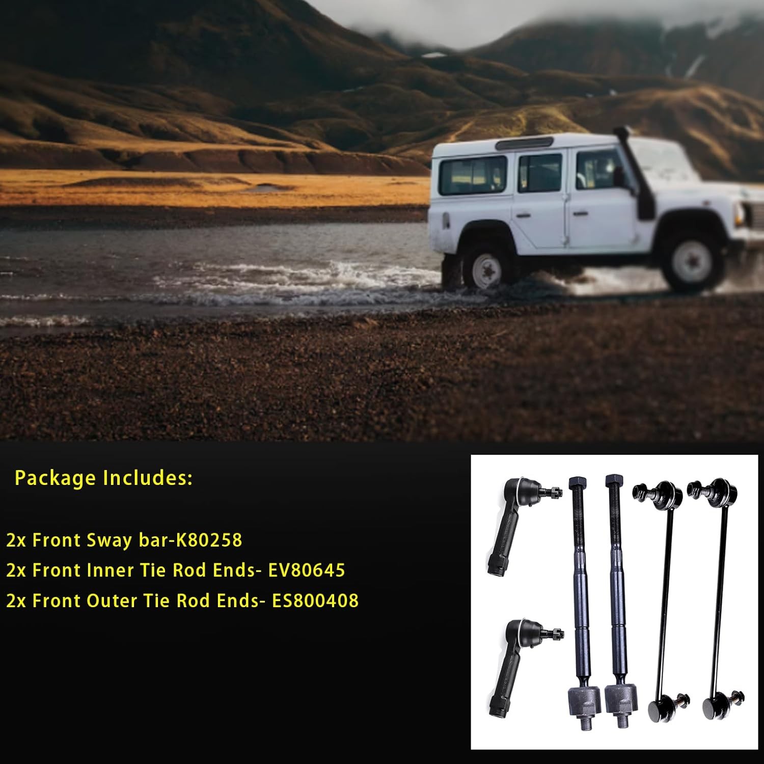 6pc Front Sway Bar Inner Outer Tie Rod End Kit K80258 EV80645 ES800408 for Jeep