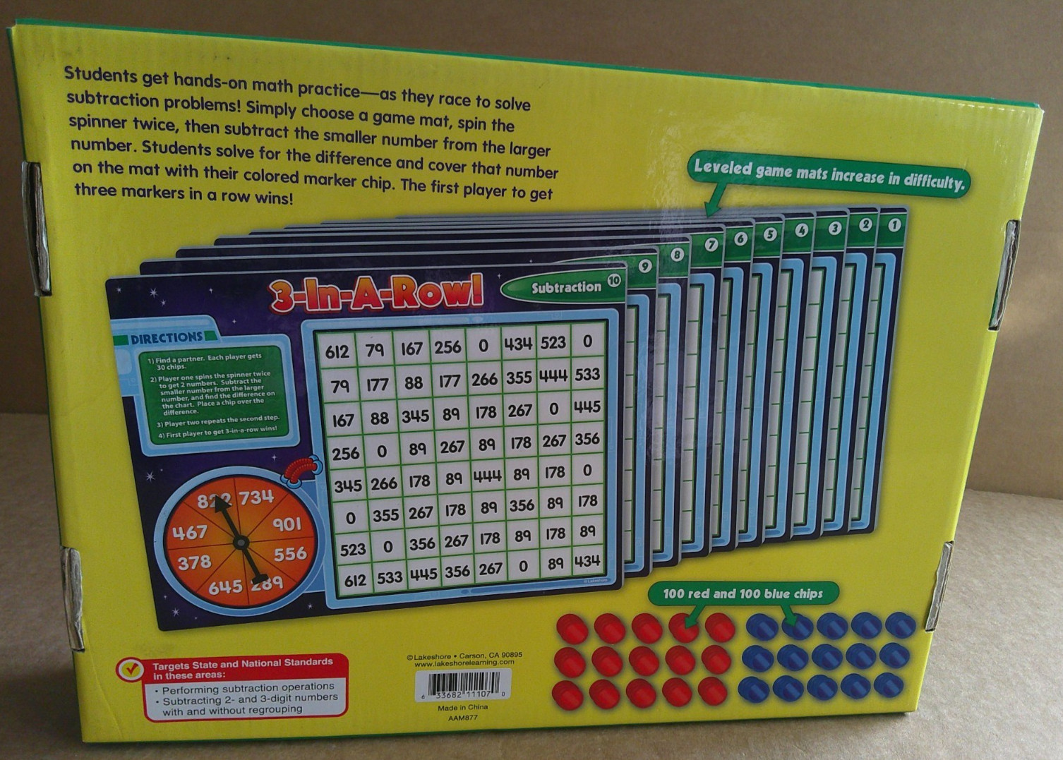Lakeshore Learning – 3-in-A-Row! Multilevel Math Game – Subtraction # FF547
