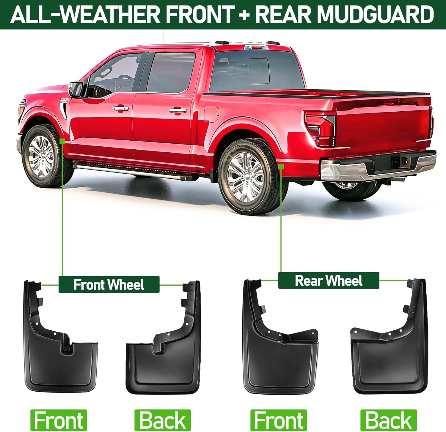 Mud Flaps for Ford F150 2021-2026,4 PCS Front Rear Splash Guard Fender Compatibl