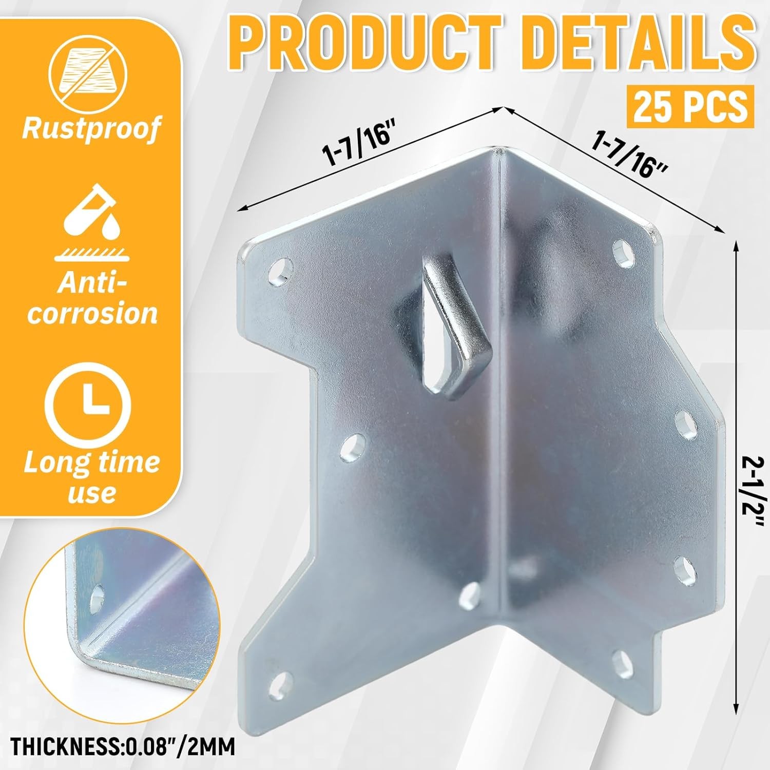 Shimeyao 25pcs Galvanized Framing Angle Brackets – Multi Purpose Wood Frame Conn
