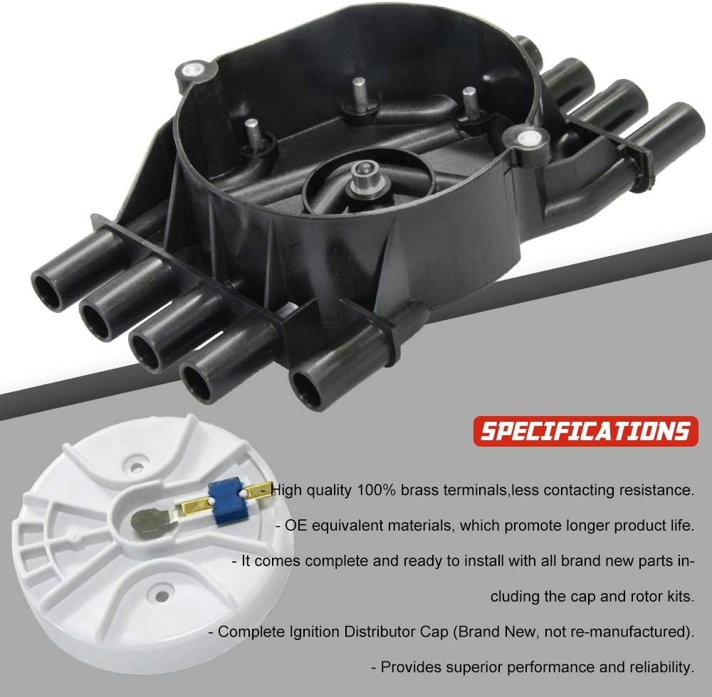 Ignition Distributor Cap and Rotor Kit Compatible with Chevy GMC Cadillac Vortec
