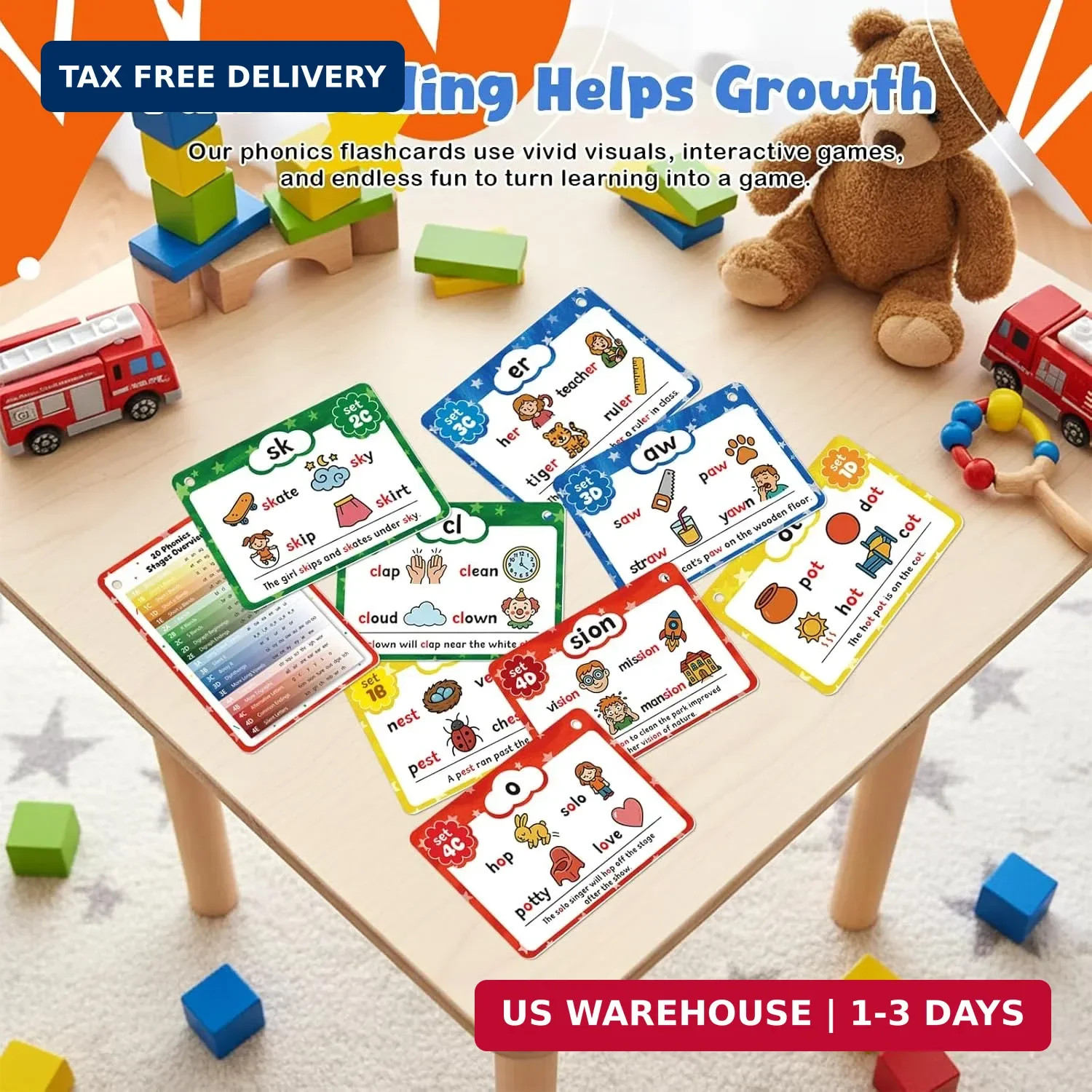 Phonics Flash Cards, Sight Words Flash Cards for Kindergarten, Learn to Read