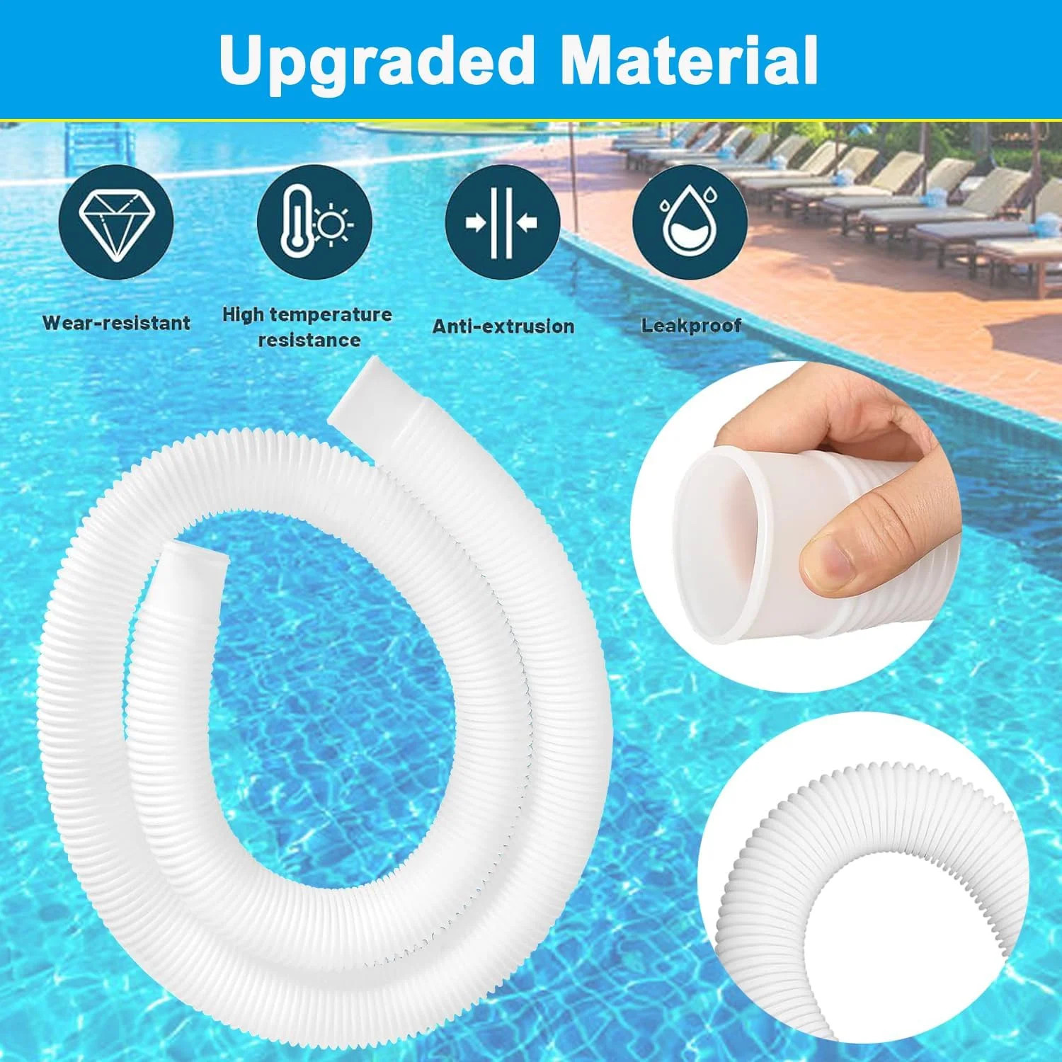 2 Pack 1.25″ x 59″ Pool Hose, Swimming Pool Replacement Hoses for Above Ground P