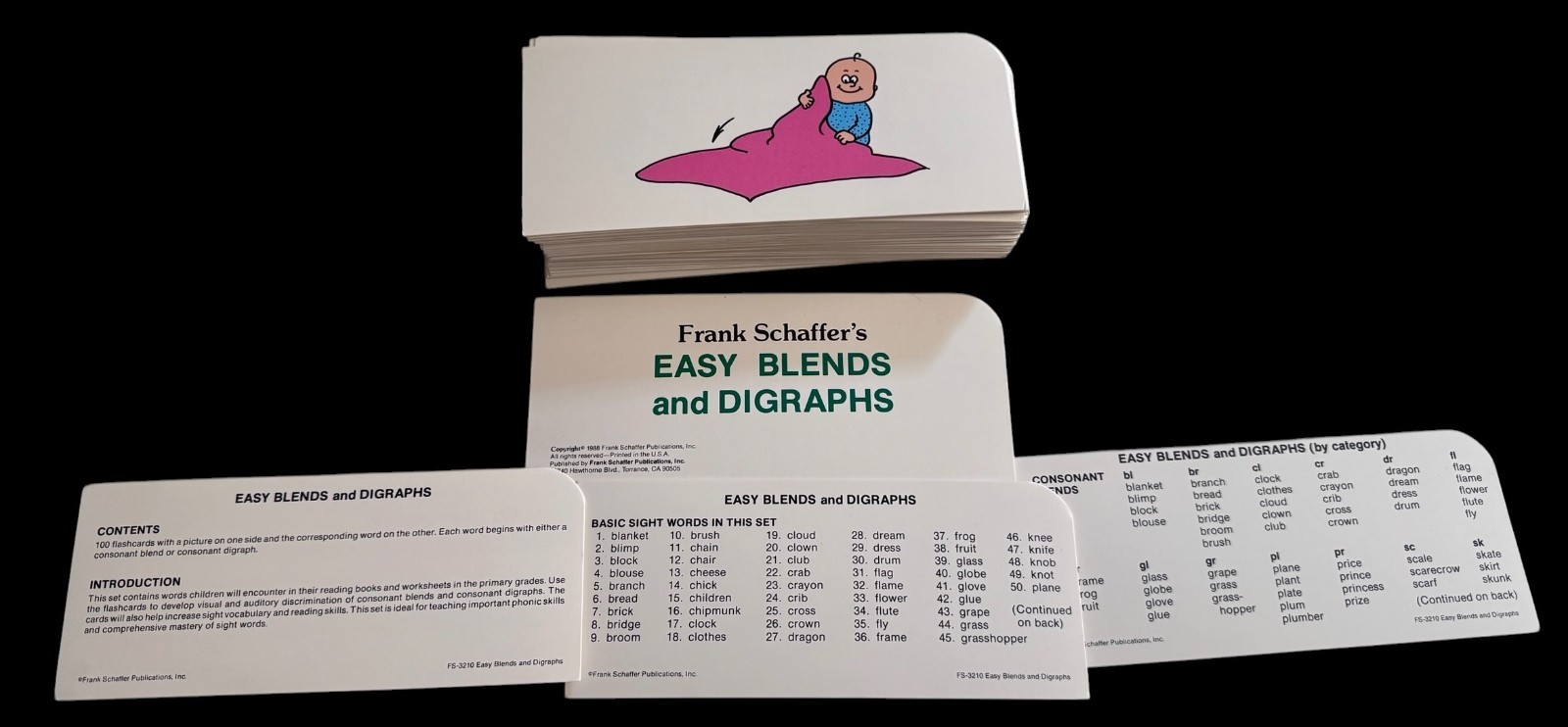 Lot Frank Schaffer’s Trend Sight Words #1-3, Blends Digraphs, 0-100 Flash Cards