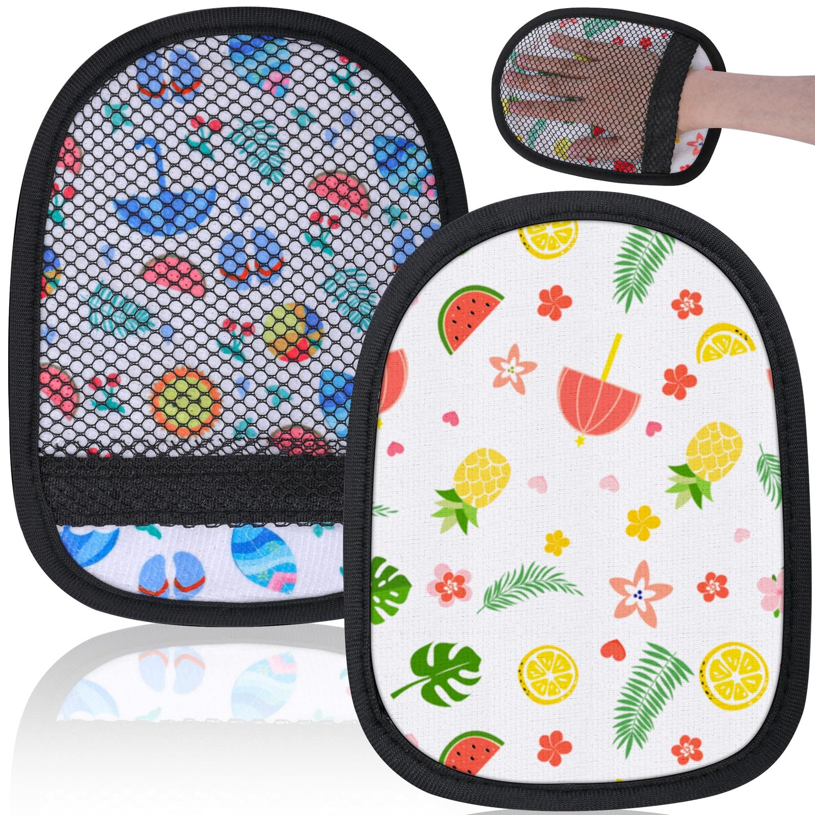 codree 2 Pcs Sand Wipe Off Mitts, Beach Theme 8.5 x 6 inch,