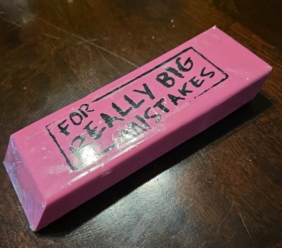 Jumbo Big “For Really Big Mistakes” Wedge Pink Eraser Xtra Large Pencil Eraser
